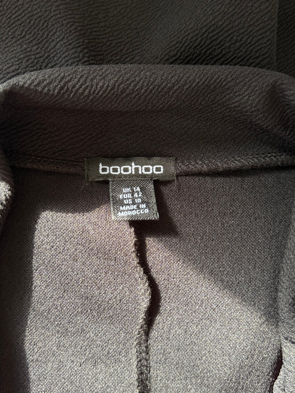 Boohoo Black Long-Sleeve Wrap Blazer Dress | UK 14 (Preloved)