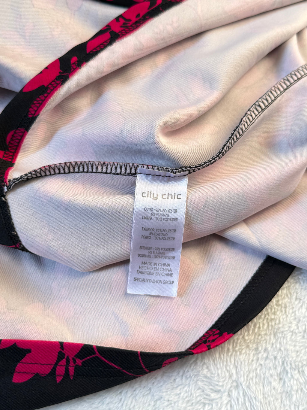 City Chic Plus Size Black & Pink Skater Dress | 2XL