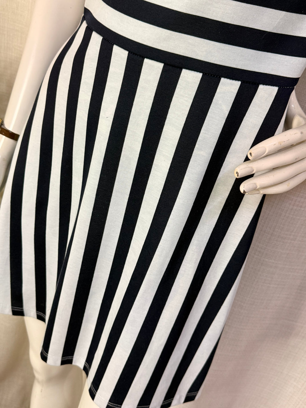 H&M Navy & White Striped Fit & Flare Mini Dress – Size S