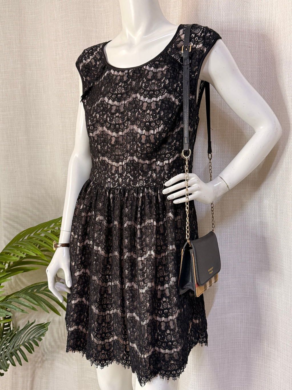 Forever New Black Lace A-Line Cocktail Mini Dress - Size AUS 12 / US 8 (Bust 34") Medium