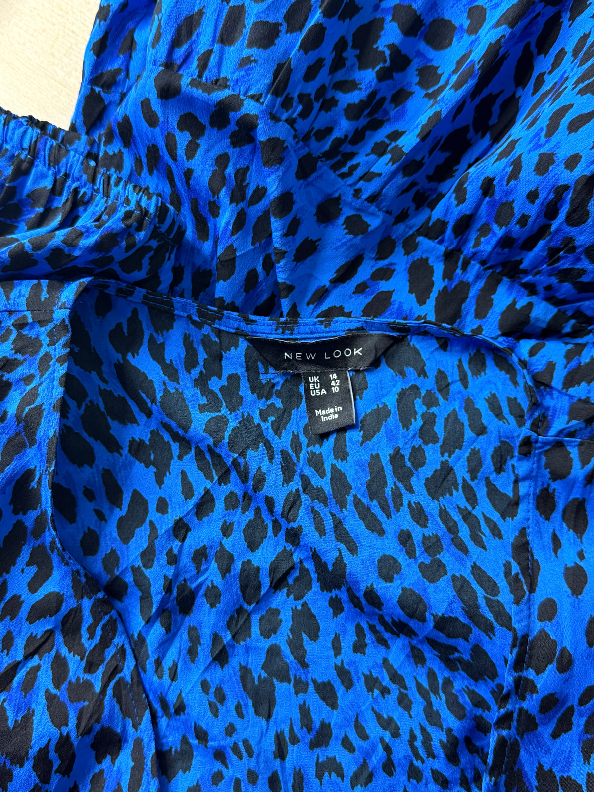 New Look Blue Animal Print Wrap Front Tiered Mini Dress - UK 14 / US 10