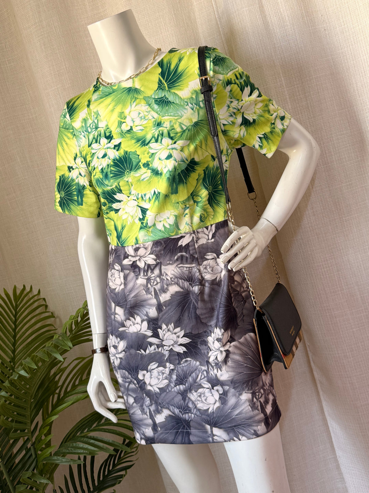 Mika & Gala Neon Floral Print Pencil Dress | UK 10