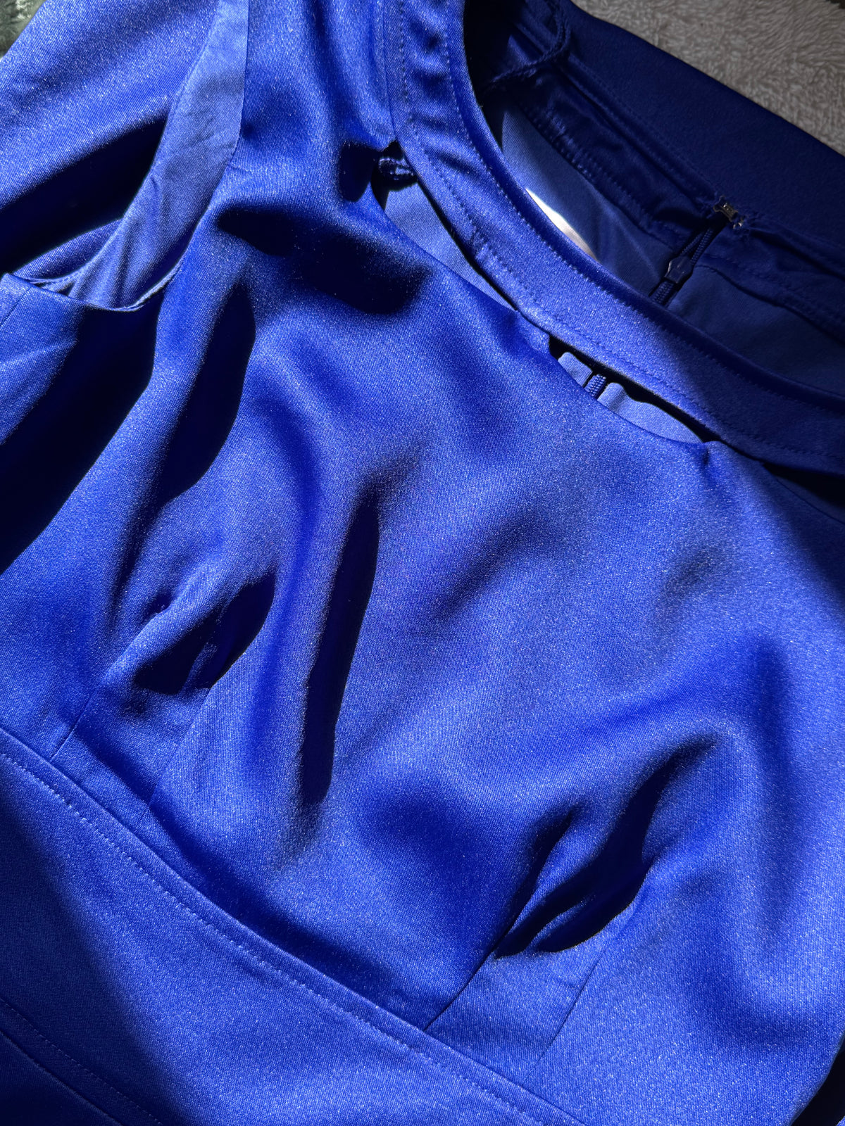 London Times -  Royal Blue Dress with Cut-Out Neck | UK 4 (Sustainable Find)