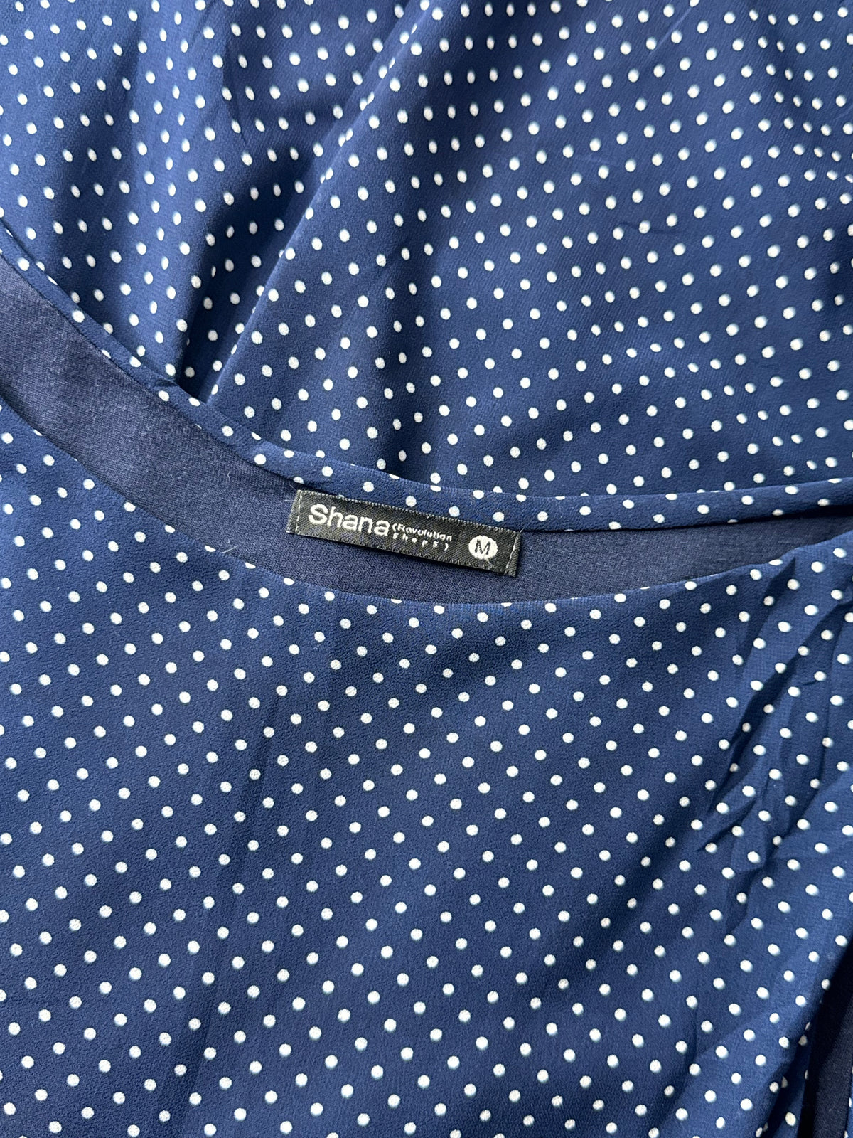 Shana Navy Blue Polka Dot Sleeveless Mini Dress - Size M