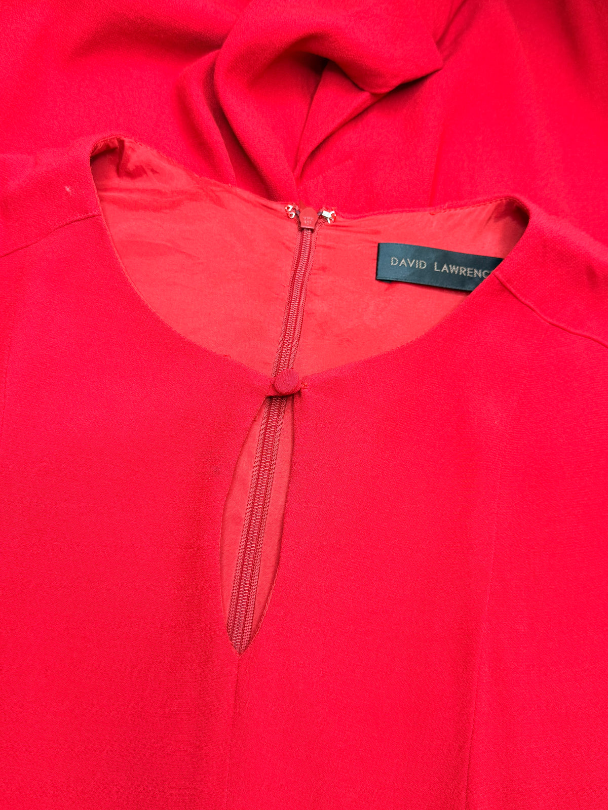 David Lawrence Red Long Sleeve Keyhole Midi Dress (Size AU/UK 10)
