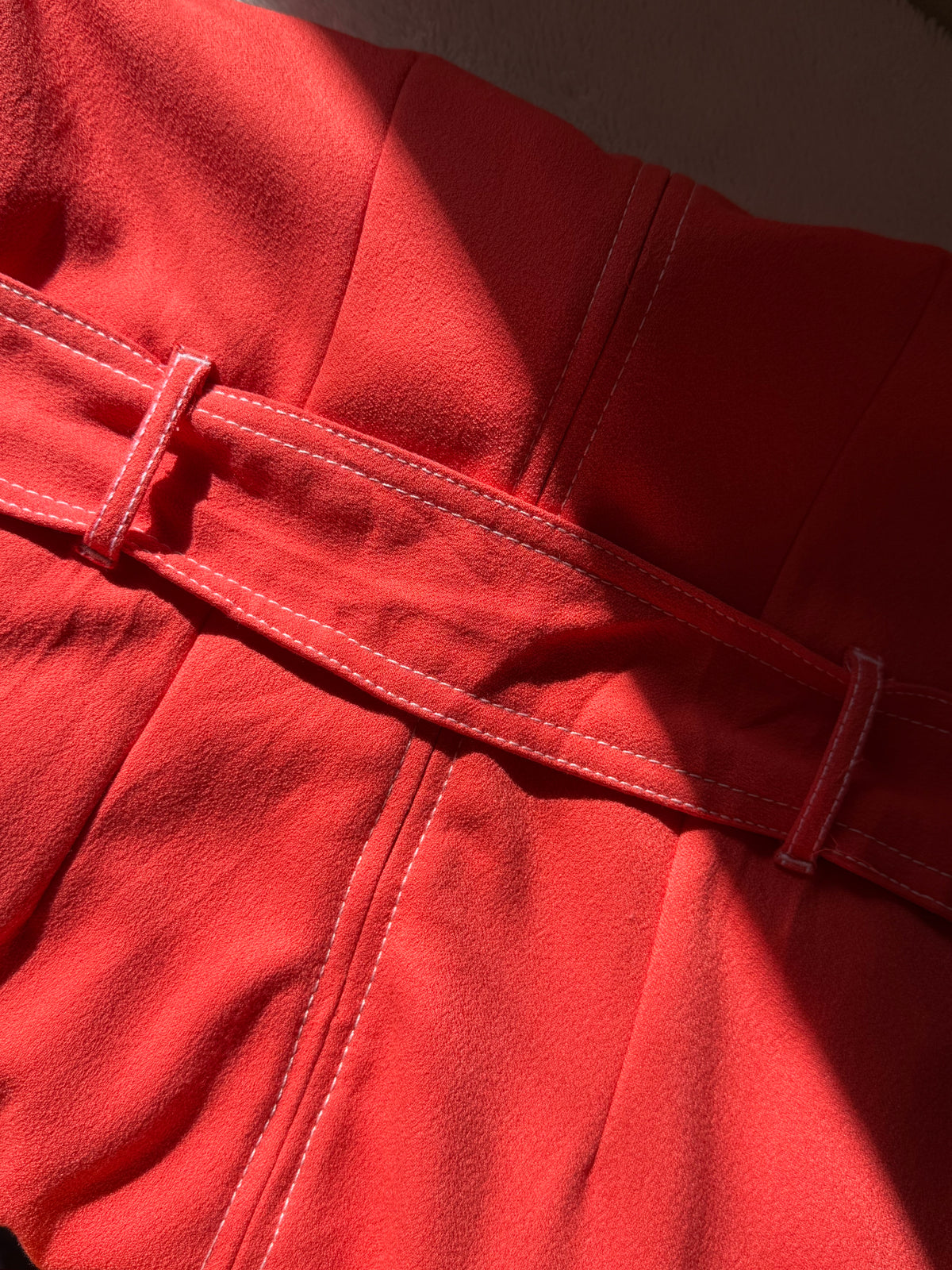 Chic Preloved NEXT TAILORING Coral Belted V-Neck Dress - UK 12