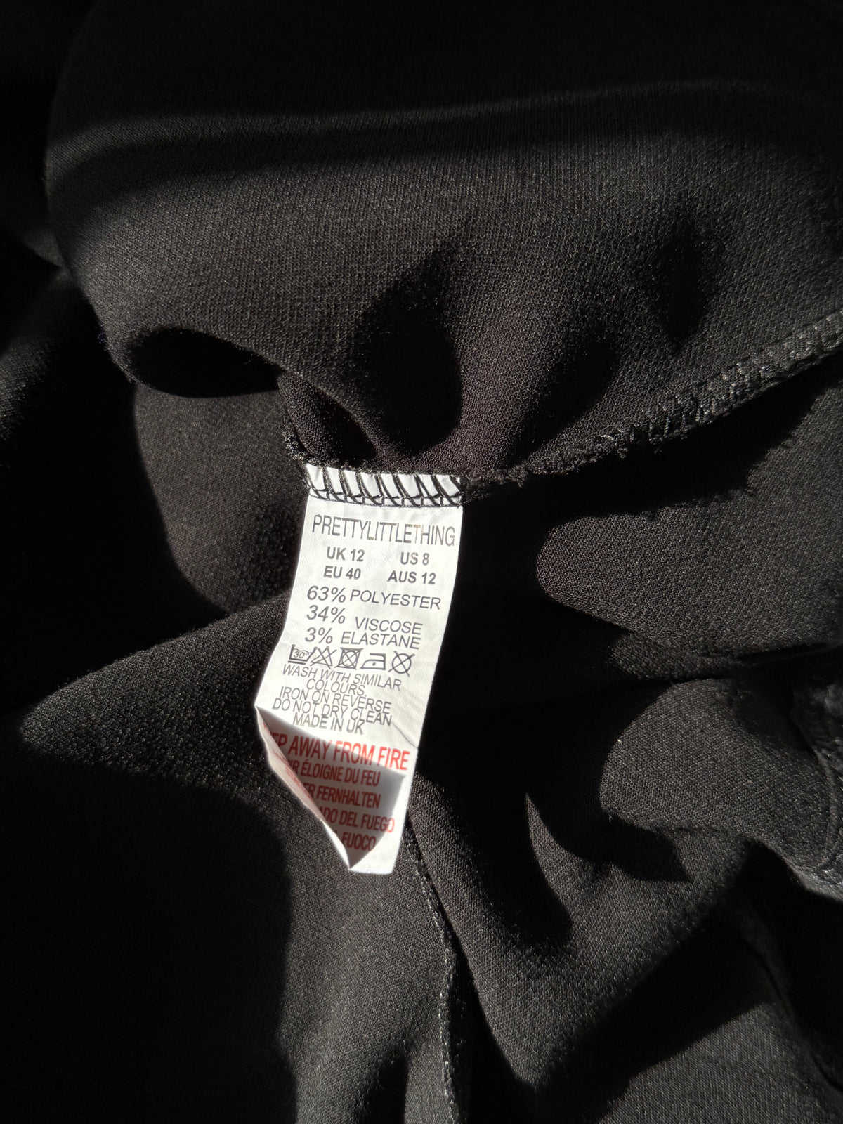 PrettyLittleThing Black High-Neck Tie-Waist Dress | UK 10 (Preloved)