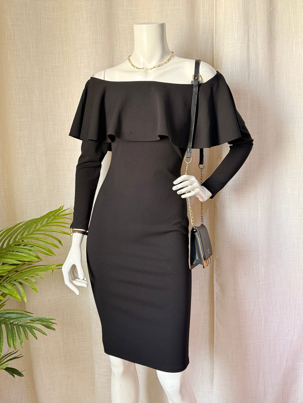 ADLIB Off-Shoulder Black Dress