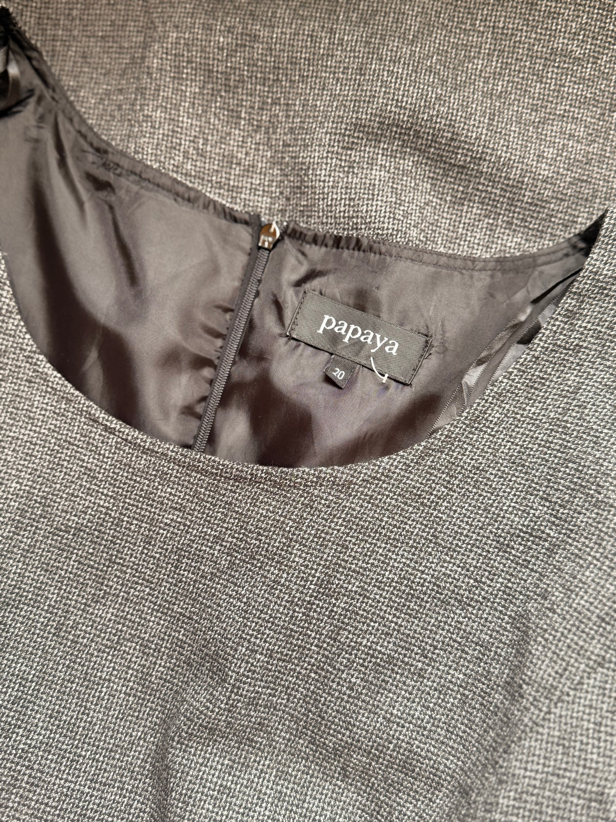 Papaya Grey Textured Shift Dress with Pockets – UK 20 | Plus Size | Office Wear
