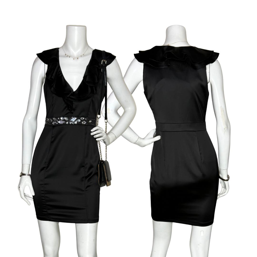 Lipsy London Black Embellished Mini Dress (US 6 / M)