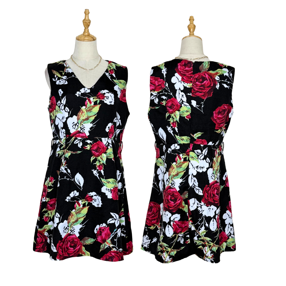 Black Floral Sleeveless Dress (16 / 2XL)