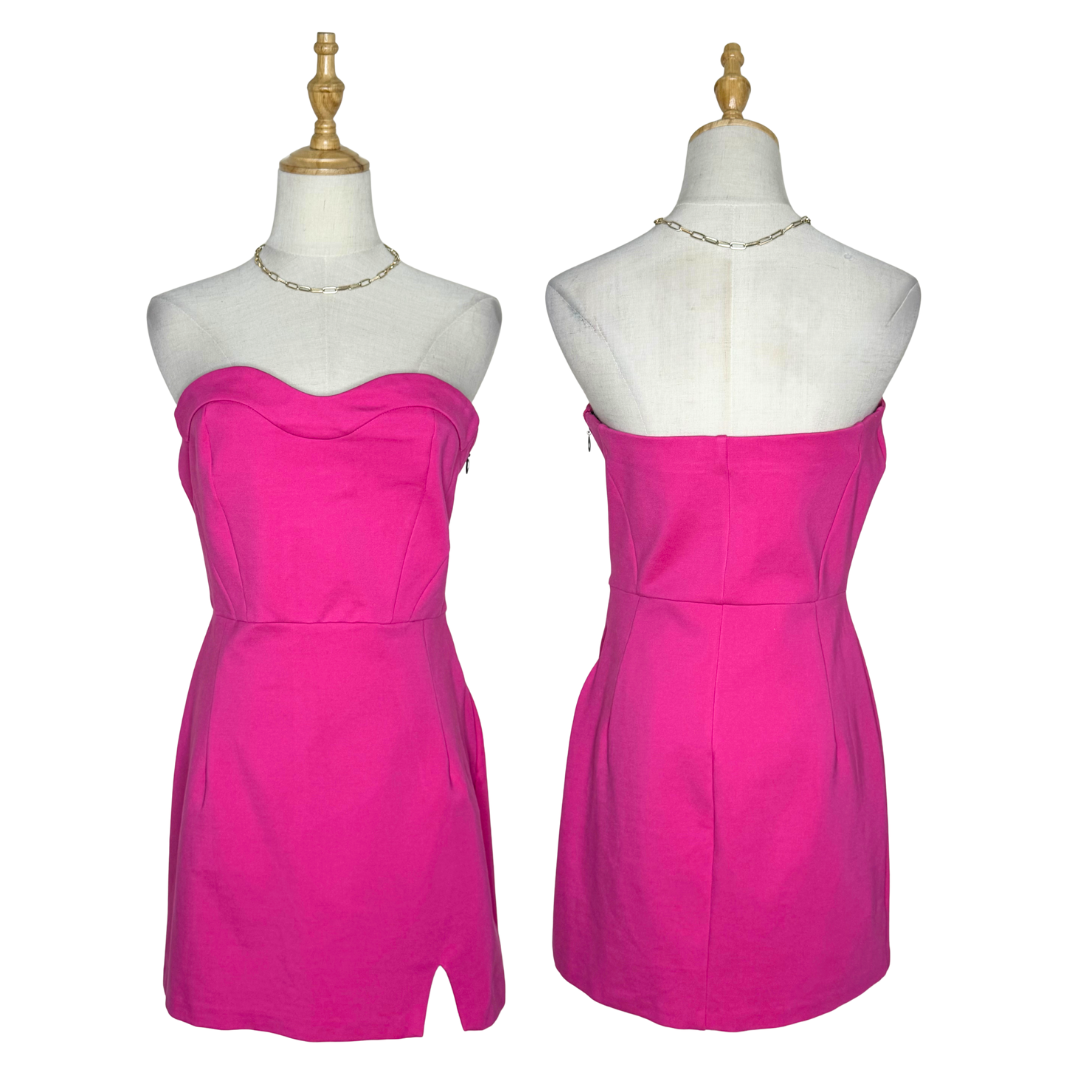 Hollister California Fuchsia Strapless Mini Dress (Medium) - Stitching Issues